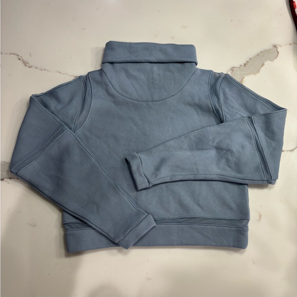 Alo Yoga Blue Advance Mesh Mock Neck Long Sleeve Shirt